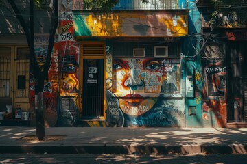 Colorful street art in the bohemian neighborhood of palermo in buenos aires Reflecting vibrant local culture - obrazy, fototapety, plakaty