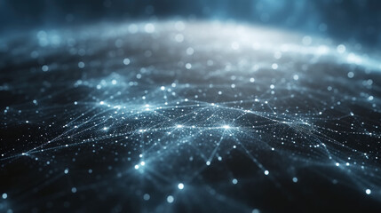 Blue Particles Network.
Glowing network of particles, futuristic abstract background.