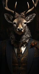 a deer in a suit