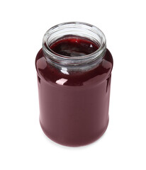 Baby food. Tasty healthy puree in jar isolated on white