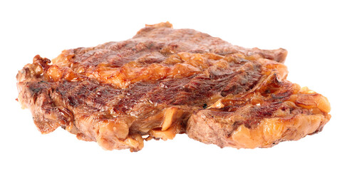 Delicious grilled beef steak isolated on white