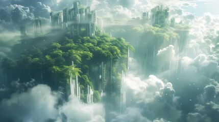 In the heart of a digital forest a fortress of secure cloud architecture rises its roots deep in layers of security protocols - obrazy, fototapety, plakaty