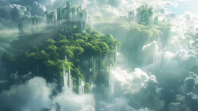 In the heart of a digital forest a fortress of secure cloud architecture rises its roots deep in layers of security protocols