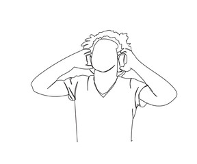 Man, Boy Line Drawing Ai, EPS, SVG, PNG, JPG zip file