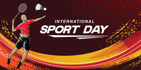 Badminton Sports Background Vector. International Sports Day Illustration. Graphic Design for the decoration of gift certificates, banners, and flyer