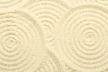Papier Peint photo Lavable Spa Zen rock garden. Circle patterns on beige sand, top view