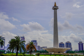 Fototapeta premium National monument with a beautiful background of clouds in the sky during the day.