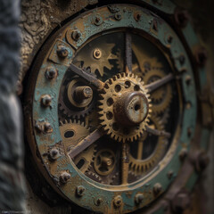 Fototapeta na wymiar Steampunk Inspired Mechanical Gears and Cogs Close-up