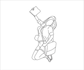 Girl, woman Line Drawing Ai, EPS, SVG, PNG, JPG zip file