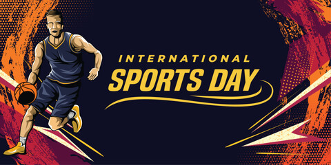 
Basketball sport background vector. international sports day banner background
 - obrazy, fototapety, plakaty