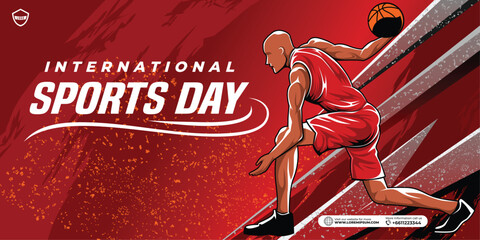 
Basketball sport background vector. international sports day banner background
