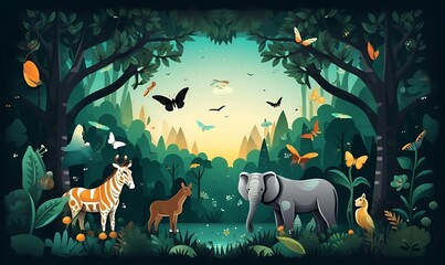 flat world wildlife day illustration design