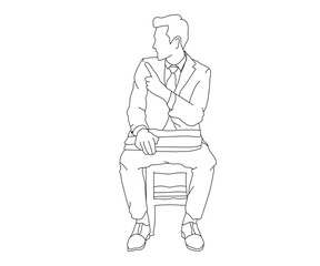 Man, Boy Line Drawing Ai, EPS, SVG, PNG, JPG zip file