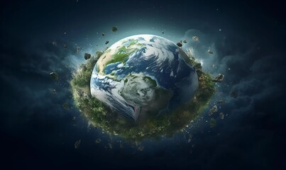earth with green environment for earth day copy space
