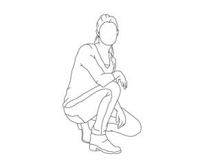 Girl, woman Line Drawing Ai, EPS, SVG, PNG, JPG zip file
