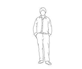 Man, Boy Line Drawing Ai, EPS, SVG, PNG, JPG zip file