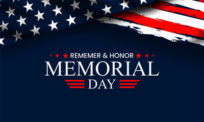 Memorial Day - Remember and honor with USA flag, Vector illustration.