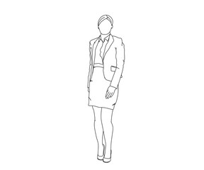 Girl, Woman Line Drawing Ai, EPS, SVG, PNG, JPG zip file