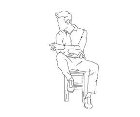 Man, Boy Line Drawing Ai, EPS, SVG, PNG, JPG zip file