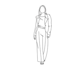 Girl, Woman Line Drawing Ai, EPS, SVG, PNG, JPG zip file