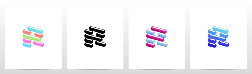 Rounded Edge Diagonal Lines Letter Logo Design R