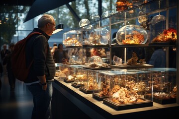 A customer browsing products at a trade show