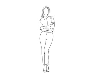 Girl, Woman Line Drawing Ai, EPS, SVG, PNG, JPG zip file