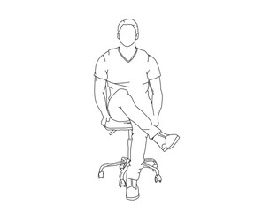 Man, Boy Line Drawing Ai, EPS, SVG, PNG, JPG zip file