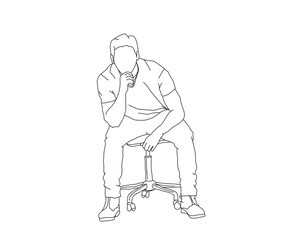 Man, Boy Line Drawing Ai, EPS, SVG, PNG, JPG zip file