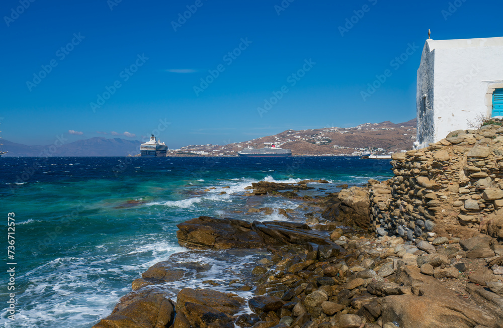 Canvas Prints coast of mykonos, cyclades islands, greece