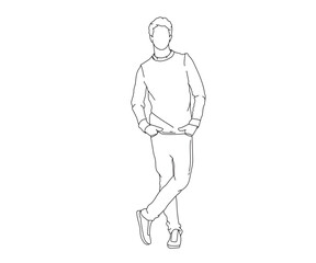 Man, Boy Line Drawing Ai, EPS, SVG, PNG, JPG zip file