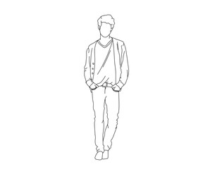 Man, Boy Line Drawing Ai, EPS, SVG, PNG, JPG zip file