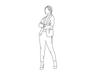 Girl, Woman Line Drawing Ai, EPS, SVG, PNG, JPG zip file