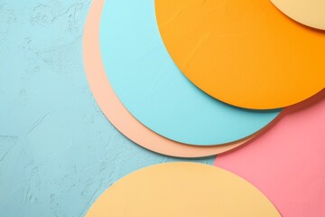 Colorful round shapes on a textured blue background