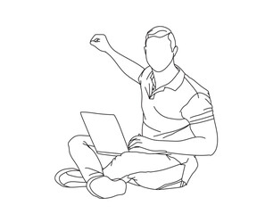 Man, Boy Line Drawing Ai, EPS, SVG, PNG, JPG zip file