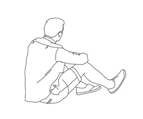 Man, Boy Line Drawing Ai, EPS, SVG, PNG, JPG zip file