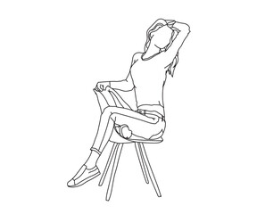 Girl, Woman Line Drawing Ai, EPS, SVG, PNG, JPG zip file