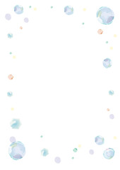 涼しげなシャボン玉の透明背景フレームイラスト（タテ）