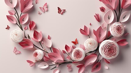 beautiful pink flowers with pink background concept for happy women's day