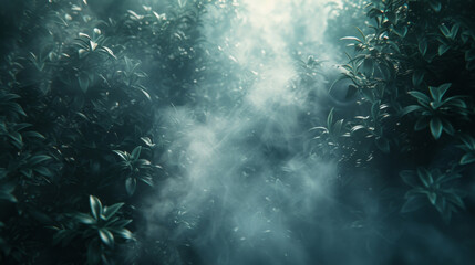 Closeup of dissolving misty tendrils creating an eerie otherworldly effect. - obrazy, fototapety, plakaty