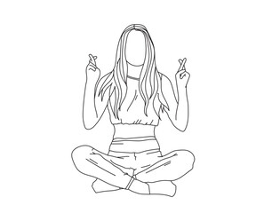 Girl, Woman Line Drawing Ai, EPS, SVG, PNG, JPG zip file