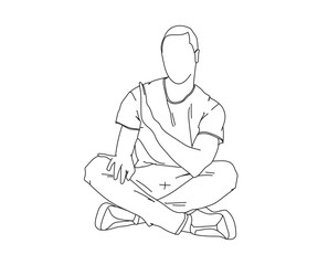 Man, Boy Line Drawing Ai, EPS, SVG, PNG, JPG zip file
