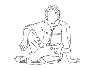 Man, Boy Line Drawing Ai, EPS, SVG, PNG, JPG zip file