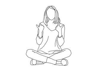 Girl, Woman Line Drawing Ai, EPS, SVG, PNG, JPG zip file