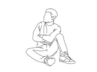 Man, Boy Line Drawing Ai, EPS, SVG, PNG, JPG zip file