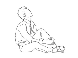 Man, Boy Line Drawing Ai, EPS, SVG, PNG, JPG zip file