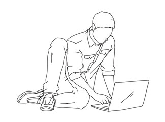 Man, Boy Line Drawing Ai, EPS, SVG, PNG, JPG zip file