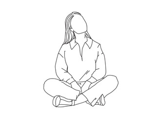 Girl, Woman Line Drawing Ai, EPS, SVG, PNG, JPG zip file