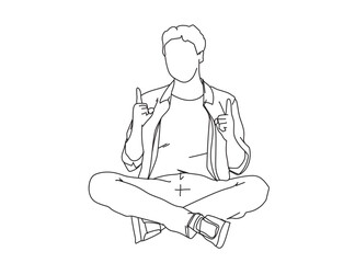 Man, Boy Line Drawing Ai, EPS, SVG, PNG, JPG zip file