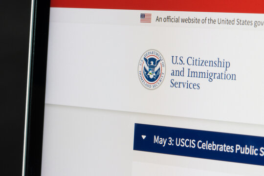 Sunnyvale, CA, USA - May 4, 2022: Website homepage of the U.S. Citizenship and Immigration Services (USCIS), an agency of the United States Department of Homeland Security, is seen on a computer.